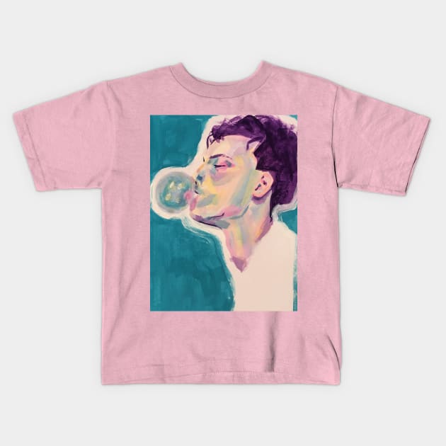 Bubblegum Boy Kids T-Shirt by handnicole